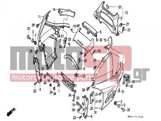 HONDA - NX650 (ED) 1988 - Body Parts - COWL - 64200-MN9-020ZB - COWL ASSY., R. SIDE (WL) *NH1/TYPE2*