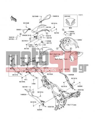 KAWASAKI - NINJA® 300 SE 2014 - Body Parts - Cowling - 11056-1611 - BRACKET,COWL. STAY