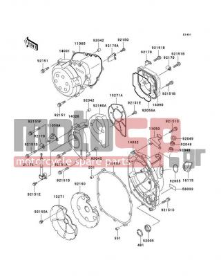 KAWASAKI - NINJA® ZX™-9R 1999 - Engine/Transmission - Engine Cover(s) - 92151-1249 - BOLT,5X12