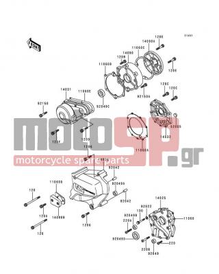 KAWASAKI - POLICE 1000 1999 - Engine/Transmission - Engine Cover(s) - 14090-1420 - COVER,ENGINE COVER