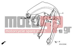 HONDA - XRV750 (ED) Africa Twin 1997 - Body Parts - FRONT FENDER - 45451-MV1-000 - GUIDE, SPEEDOMETER CABLE