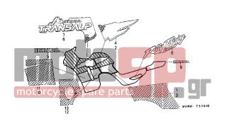 HONDA - XL600V (IT) TransAlp 1998 - Body Parts - STRIPE/MARK (1) - 83525-MAW-910ZB - MARK, SIDE COVER (###) *TYPE2*