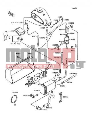 KAWASAKI - VULCAN 1500 1999 - Body Parts - Fuel Evaporative System - 14073-1219 - DUCT,CANISTER