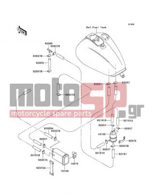 KAWASAKI - VULCAN 1500 NOMAD 1999 - Body Parts - Fuel Evaporative System - 14073-1219 - DUCT,CANISTER