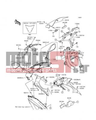 KAWASAKI - NINJA® 650 2014 - Body Parts - Cowling - 56001-0274 - MIRROR-ASSY,LH