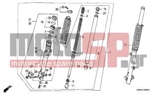 HONDA - NX250 (ED) 1993 - Suspension - FRONT FORK - 90544-283-000 - WASHER, SPECIAL, 8MM(SHOWA)