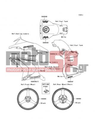 KAWASAKI - NINJA® ZX™-10R 2014 - Body Parts - Decals(P.F.C.White)(JEF) - 56054-1326 - MARK,FUEL TANK,NINJA