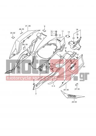SUZUKI - GSX-R600 (E2) 2008 - Body Parts - FRAME COVER (MODEL L0) - 47210-37H00-019 - COVER, FRAME LH (BLACK)