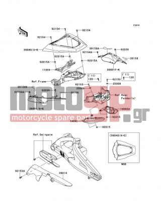 KAWASAKI - NINJA® ZX™-10R 2014 - Body Parts - Side Covers/Chain Cover - 36001-0580-45L - COVER-SIDE,TAIL,LH,F.EBONY