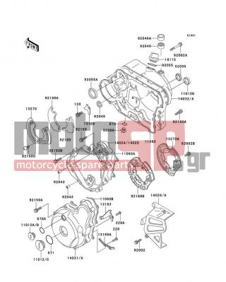 KAWASAKI - KLR650 1998 - Engine/Transmission - Engine Cover(s) - 13169-1882 - PLATE,PULSING COIL LEAD