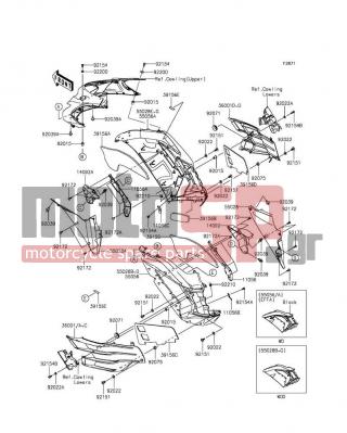 KAWASAKI - NINJA® ZX™-14R 2014 - Body Parts - Cowling(Center) - 92039-0060 - RIVET