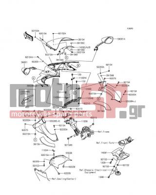 KAWASAKI - NINJA® ZX™-14R 2014 - Body Parts - Cowling(Upper) - 92152-0445 - COLLAR