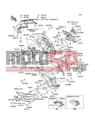KAWASAKI - NINJA® ZX™-14R ABS 2014 - Body Parts - Cowling(Center) - 55028-0383 - COWLING,FR,LH