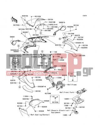 KAWASAKI - NINJA® ZX™-14R ABS 2014 - Body Parts - Cowling(Upper) - 56001-0233 - MIRROR-ASSY,LH
