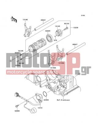 KAWASAKI - NINJA® ZX™-14R ABS 2014 - Engine/Transmission - Gear Change Drum/Shift Fork(s) - 13140-0050 - FORK-SHIFT,OUTPUT
