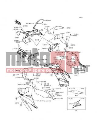 KAWASAKI - NINJA® ZX™-6R 2014 - Body Parts - Cowling - 55028-0455 - COWLING,INNER,RH