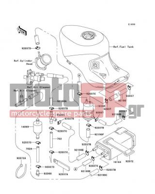 KAWASAKI - NINJA® ZX™-11 1998 - Body Parts - Fuel Evaporative System - 702A07150 - TUBE-RUBBER