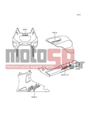 KAWASAKI - NINJA® ZX™-6 1998 - Εξωτερικά Μέρη - Decals(Green)(ZX600-E5/E6) - 56051-1519 - MARK,UPP COWLING,KAWASAKI