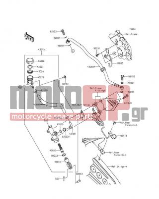 KAWASAKI - NINJA® ZX™-6R 2014 -  - Rear Master Cylinder - 43095-0737 - HOSE-BRAKE,RR MC