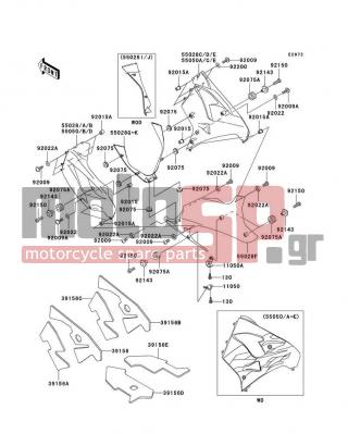 KAWASAKI - NINJA® ZX™-9R 1998 - Body Parts - Cowling Lowers - 55028-1363-A5 - COWLING,FR,C.P.RED