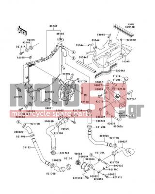 KAWASAKI - NINJA® ZX™-9R 1998 - Κινητήρας/Κιβώτιο Ταχυτήτων - Radiator - 39062-1726 - HOSE-COOLING,THERMOSTAT-PIPE
