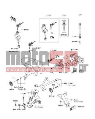KAWASAKI - VERSYS® 2014 -  - Ignition Switch - 92210-0007 - NUT,FLANGED,5MM