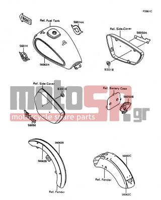 KAWASAKI - VULCAN 1500 1998 - Body Parts - Decals(Bronze/Red)(VN1500-A12) - 56050-1007 - MARK,SIDE COVER,RH