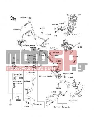 KAWASAKI - VERSYS® 1000 (EUROPEAN) 2014 -  - Rear Master Cylinder - 43095-0700 - HOSE-BRAKE,RR MASTER CYLINDER