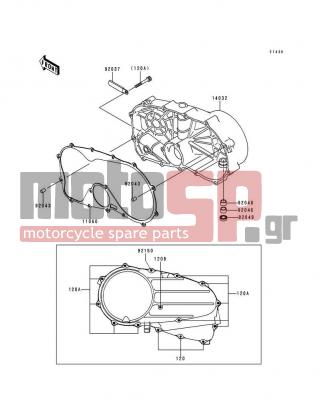 KAWASAKI - VULCAN 800 1998 - Engine/Transmission - Right Engine Cover(s) - 92037-1069 - CLAMP,L=45