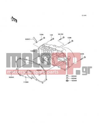 KAWASAKI - VULCAN 800 CLASSIC 1998 - Engine/Transmission - Right Engine Cover(s) - 92037-1069 - CLAMP,WIRING HARNESS,L=60