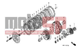 HONDA - XR600R (ED) 1997 - Engine/Transmission - CLUTCH - 14312-MN1-670 - SPROCKET, TIMING (19T)