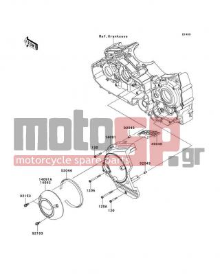 KAWASAKI - VULCAN® 1700 NOMAD™ ABS 2014 - Engine/Transmission - Chain Cover - 14091-0994 - COVER,PULLEY,OUTER