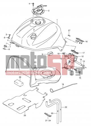 SUZUKI - SV1000 (E2) 2003 - Body Parts - FUEL TANK (MODEL K4) - 44100-16G40-YU7 - TANK ASSY, FUEL (RED)