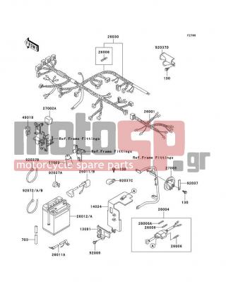 KAWASAKI - KLR650 1997 -  - Chassis Electrical Equipment - 92037-1069 - CLAMP,WIRING HARNESS,L=60