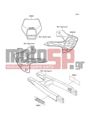 KAWASAKI - KLX300R 1997 - Body Parts - Decals(KLX300-A2) - 56051-1496 - MARK,SWING ARM,300