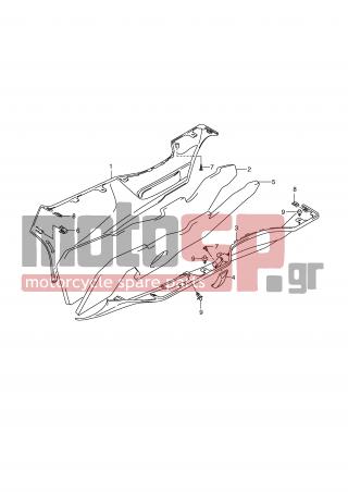 SUZUKI - AN650A (E2) ABS Burgman 2009 - Body Parts - SIDE LEG SHIELD (MODEL K8) - 48171-10G00-YLC - SHIELD, LEG SIDE RH (GOLD)