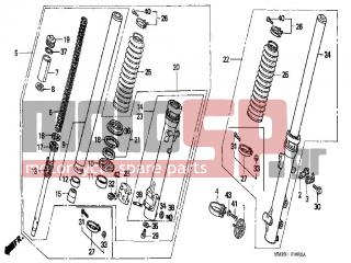 HONDA - XL600V (IT) TransAlp 1990 - Suspension - FRONT FORK - 51420-MM9-003 - CASE COMP., R. BOTTOM