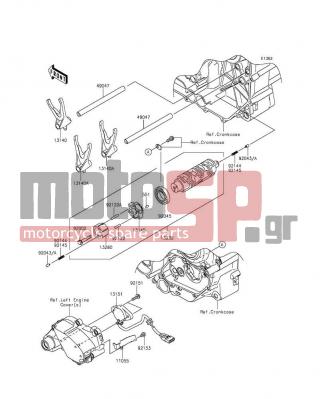KAWASAKI - VULCAN® 1700 VAQUERO® ABS 2014 - Κινητήρας/Κιβώτιο Ταχυτήτων - Gear Change Drum/Shift Fork(s) - 92122-0010 - ROLLER,4.5X23.8