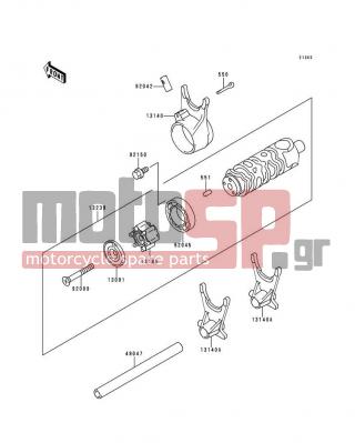 KAWASAKI - NINJA® 500R 1997 - Engine/Transmission - Gear Change Drum/Shift Fork(s) - 92042-021 - PIN,DOWEL,8X18