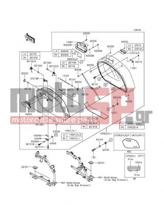 KAWASAKI - VULCAN® 1700 VAQUERO® ABS 2014 - Body Parts - Saddlebags(Side Bag) - 57003-0060-660 - BAG-ASSY,LH,M.S.BLACK