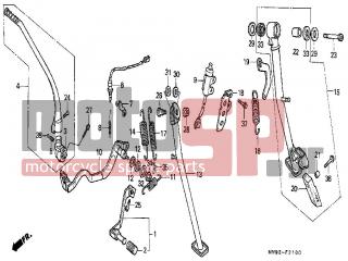 HONDA - NX650 (ED) 1988 - Frame - PEDAL/STAND - 50540-MN9-000 - BAR ASSY., SIDE STAND