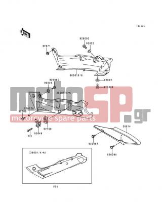 KAWASAKI - NINJA® ZX™-6 1997 - Εξωτερικά Μέρη - Side Covers/Chain Cover(ZX600-E5) - 36001-1493-TF - COVER-SIDE,LH,C.W.RED