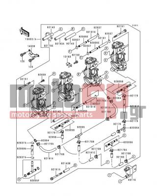 KAWASAKI - NINJA® ZX™-7RR 1997 - Engine/Transmission - Carburetor - 13183-1744 - PLATE,STARTER CABLE