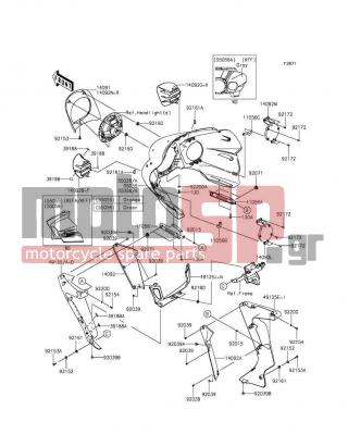 KAWASAKI - VULCAN® 1700 VAQUERO® ABS SE 2014 - Body Parts - Cowling(Outer) - 11056-0345 - BRACKET,SHROUD,RH