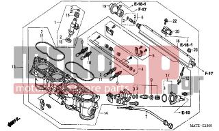 HONDA - CBR1100XX (ED) 2005 - Engine/Transmission - THROTTLE BODY (ASSY.) - 16740-MAT-E22 - REGULATOR ASSY., PRESSURE