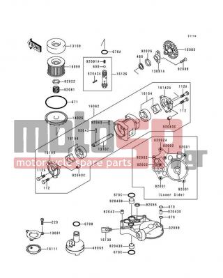 KAWASAKI - VOYAGER XII 1997 - Engine/Transmission - Oil Pump/Oil Filter - 16130-1001 - VALVE-ASSY-RELIEF