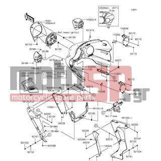 KAWASAKI - VULCAN® 1700 VAQUERO® ABS SE 2014 - Body Parts - Cowling(Outer) - 11056-1146 - BRACKET,SUB LAMP,RH,LWR