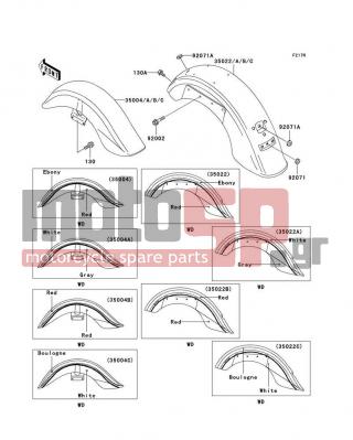 KAWASAKI - VULCAN 1500 CLASSIC 1997 - Body Parts - Fenders - 130J0816 - BOLT-FLANGED,8X16,BLACK