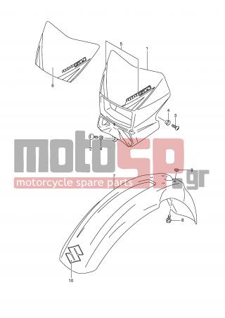 SUZUKI - DR-Z400SM (E2) 2007 - Body Parts - FRONT FENDER (MODEL K5) -  - COVER, HEAD LAMP (YELLOW) 