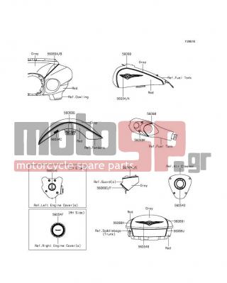 KAWASAKI - VULCAN® 1700 VOYAGER® ABS 2014 - Body Parts - Decals(Gray/Red)(BEF) - 56054-1147 - MARK,A/C,V-TWIN 1700